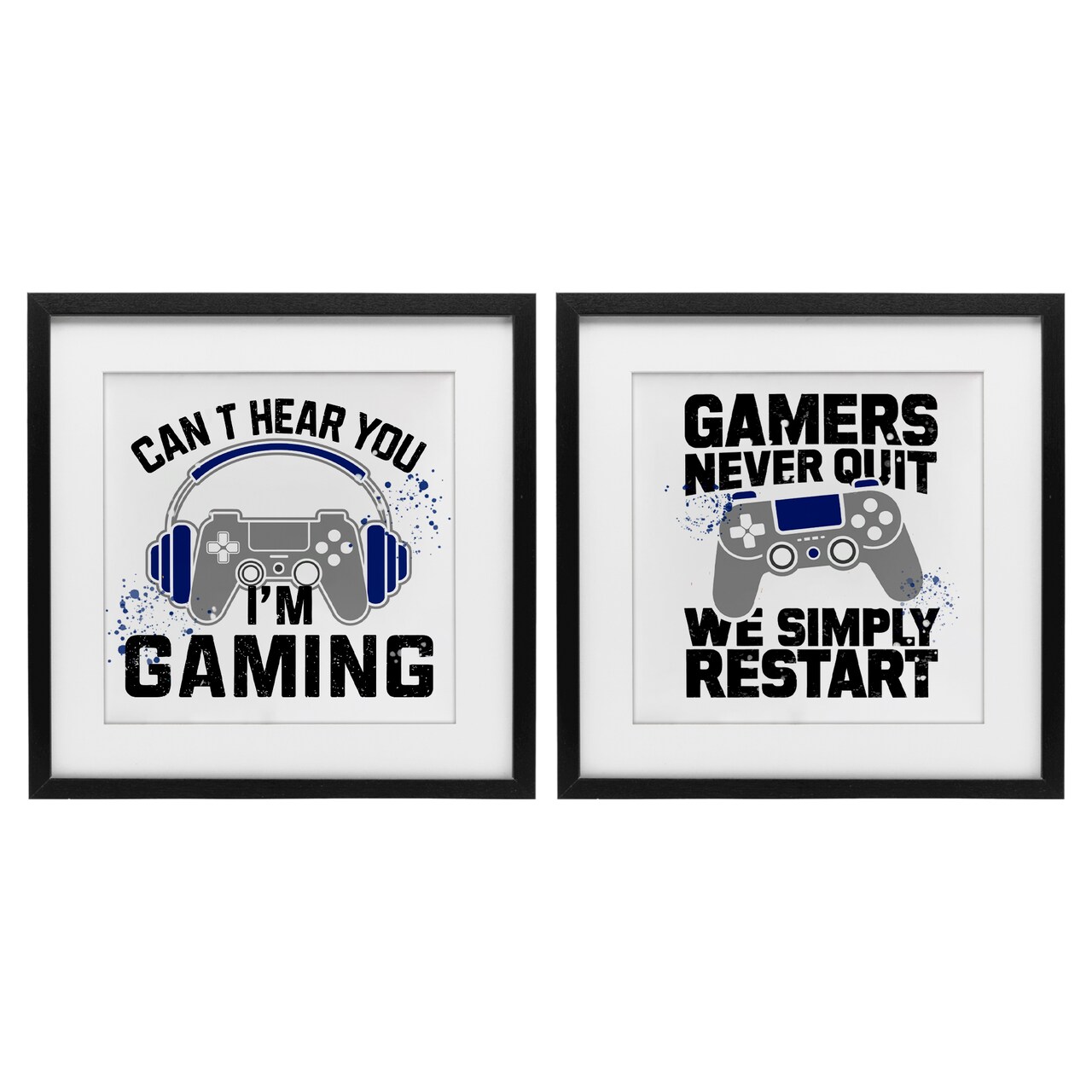Stupell Industries Gamer Culture Phrases 2pc Framed Print Under Glass Set, design by Kim Allen